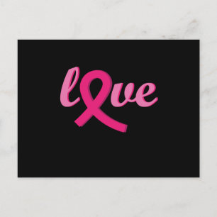 Carte Postale Faire-part Love Pink Ribbon Sensibilisation au cancer du sein