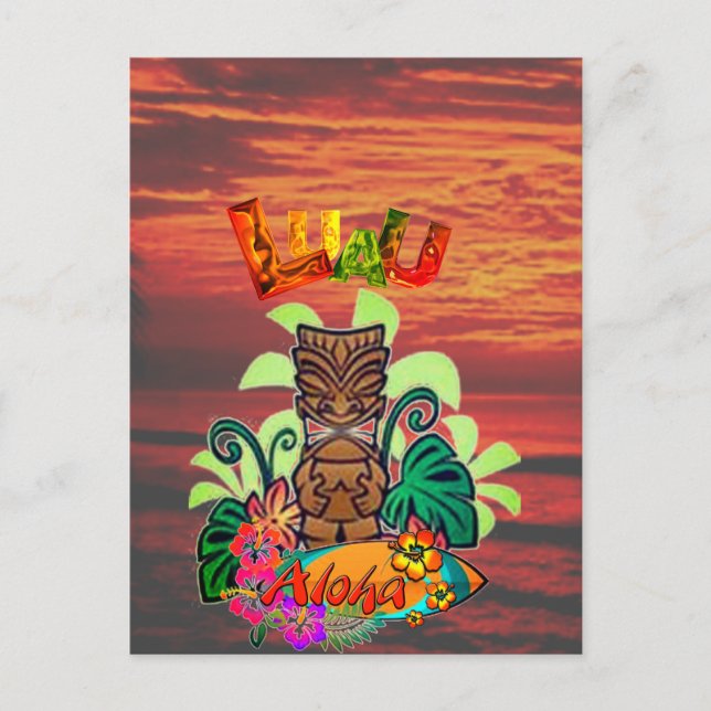 Carte Postale Faire-part Luau hawaïen (Devant)