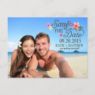 Carte Postale Faire-part Luau Hawaiian Rustic Beach Enregistrer la date