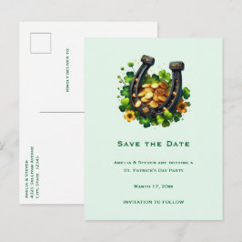Carte Postale Faire-part Lucky Horseshoe & Gold Coins St. Patrick's Day