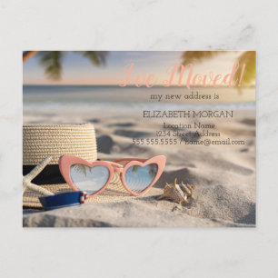 Carte Postale Faire-part Lunettes de soleil,Chapeau,Coquillages Plage Nouve