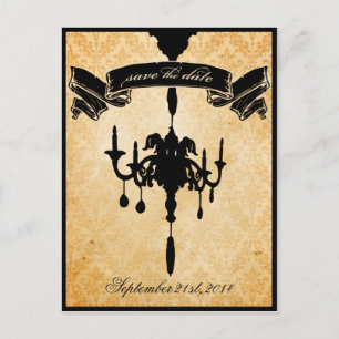 Carte Postale Faire-part Lustre victorien ・ noir & crème Enregistrer la dat