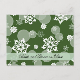 Carte Postale Faire-part Luxe Snowflakes Winter Green Save date card