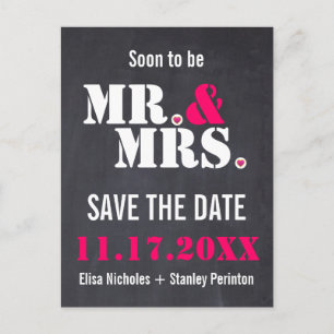 Carte Postale Faire-part M. & Mme. typographie moderne mariage Enregistrez