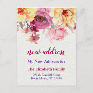 Carte Postale Faire-part Magnifique Floral Nouvelle Adresse Moving Faire-pa