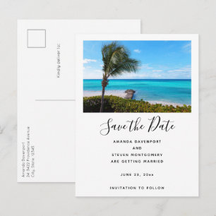 Carte Postale Faire-part Magnifique mariage sous les palmiers balayés par l