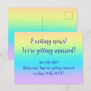 Carte Postale Faire-part Magnifique Pastel Mariage Arc-En-Ciel Économisez-V