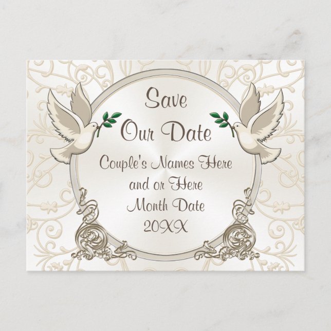 Carte Postale Faire-part Magnifique Sauvegarder Notre Date Couleurs Personn (Devant)