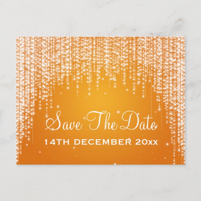 Carte Postale Faire-part Magnifique Save The Date Night Dazzle Orange (Devant)