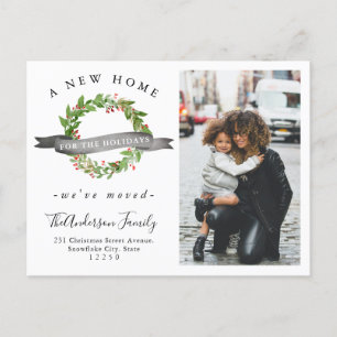 Carte Postale Faire-part Maison Chic pour les Fêtes Couronne Photo Déménage