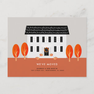 Carte Postale Faire-part Maison d'automne arbre qui tombe en mouvement