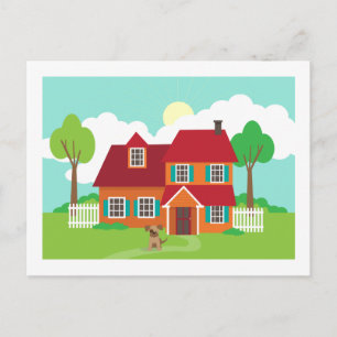 Carte Postale Faire-part Maison de banlieue rétro Changement d'adresse de l