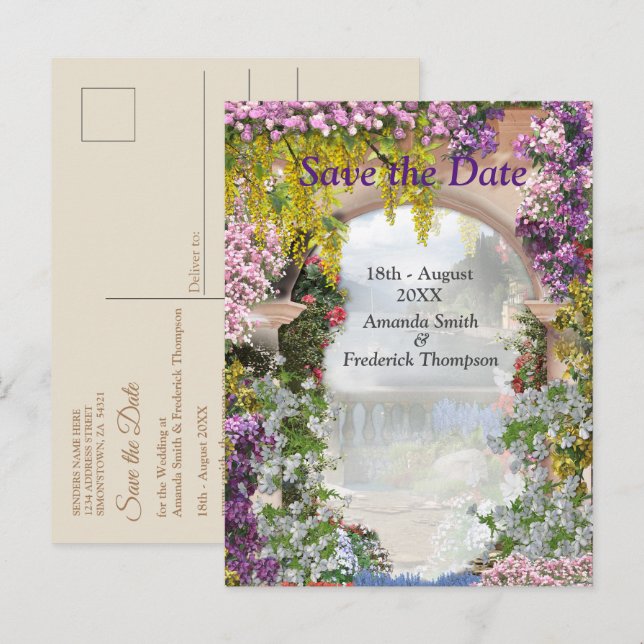 Carte Postale Faire-part Maison de campagne italienne en plein air (Devant / Derrière)
