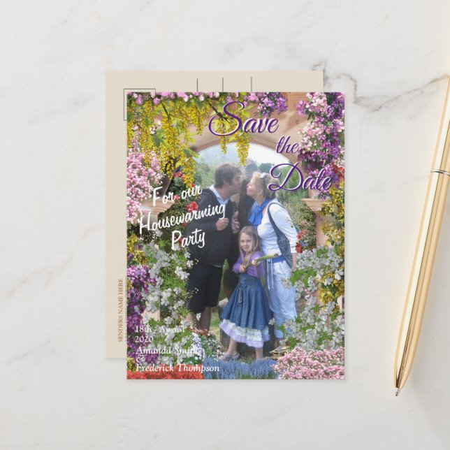 Carte Postale Faire-part Maison de campagne italienne en plein air (Devant/Arrière en situation)