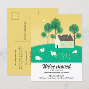 Carte Postale Faire-part Maison de Campagne Mignonne Arbres Moutons Nous Av