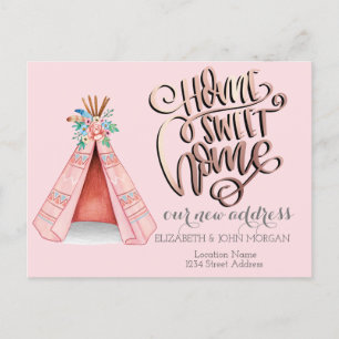 Carte Postale Faire-part Maison Douce Maison, Annonce Tribale Bohème de Ten