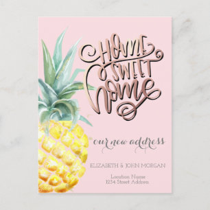 Carte Postale Faire-part Maison Douce Maison,Aquarelle Ananas Nouvelle Adre