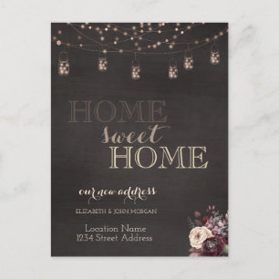 Carte Postale Faire-part Maison Douce Maison,Guirlandes Lumineuses,Pot Maso