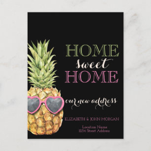 Carte Postale Faire-part Maison Douce Maison,Nouvelle Adresse Noire Ananas 