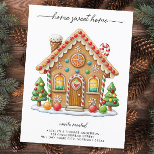 Carte Postale Faire-part Maison en pain d'épices Nouvelle adresse Holiday M