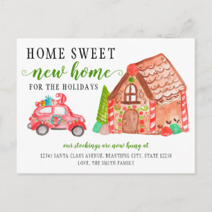 Carte Postale Faire-part Maison en pain d'épices voiture Nous avons déménag
