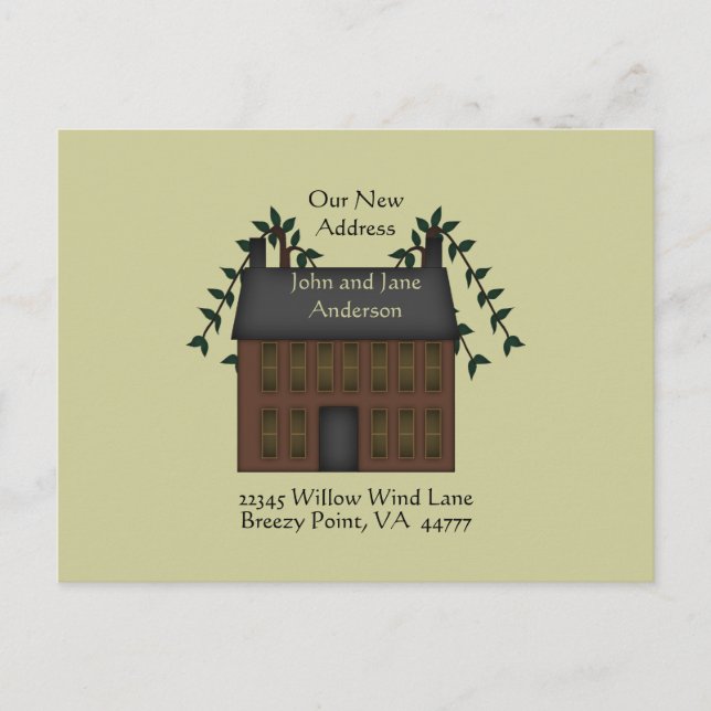 Carte Postale Faire-part Maison Saltbox Marron Nouvelle Adresse (Devant)