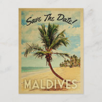 Maldives Enregistrer La Date Vintage Beach Palm Tr