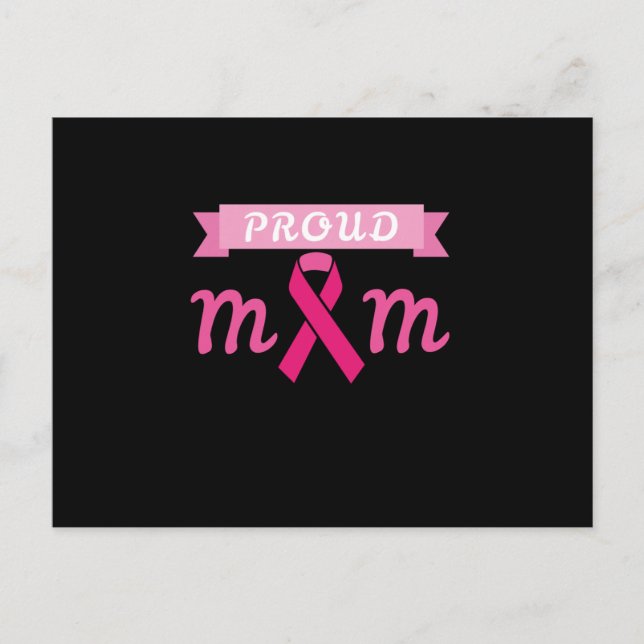 Carte Postale Faire-part Maman fière Ruban rose Sensibilisation au cancer d (Devant)