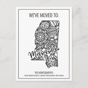 Carte Postale Faire-part Mandala Floral Mississippi State en mouvement