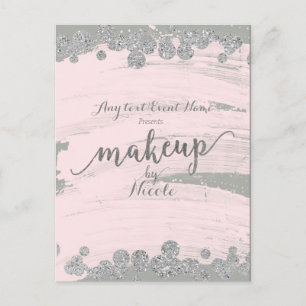 Carte Postale Faire-part Manifestation de maquillage avec points étincelant