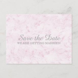 Carte Postale Faire-part Marbre élégant rose vif Enregistrer la date