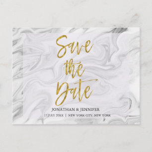 Carte Postale Faire-part Marbre Enregistrez la date avec la typographie à l