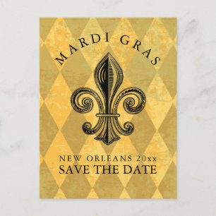 Carte Postale Faire-part Mardi Gras Party Enregistrer la date