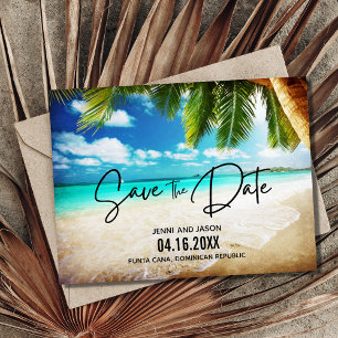 Carte Postale Faire-part Mariage à destination sur la plage - Enregistrez l