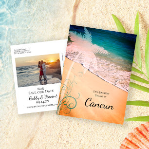 Carte Postale Faire-part Mariage à Destination sur une Plage Tropicale, Épa