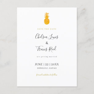 Carte Postale Faire-part Mariage à Hawaii Économisez la date Pineapple