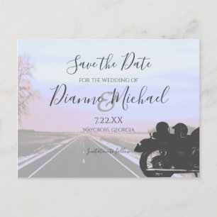 Carte Postale Faire-part Mariage à moto Rêves de la route ouverte