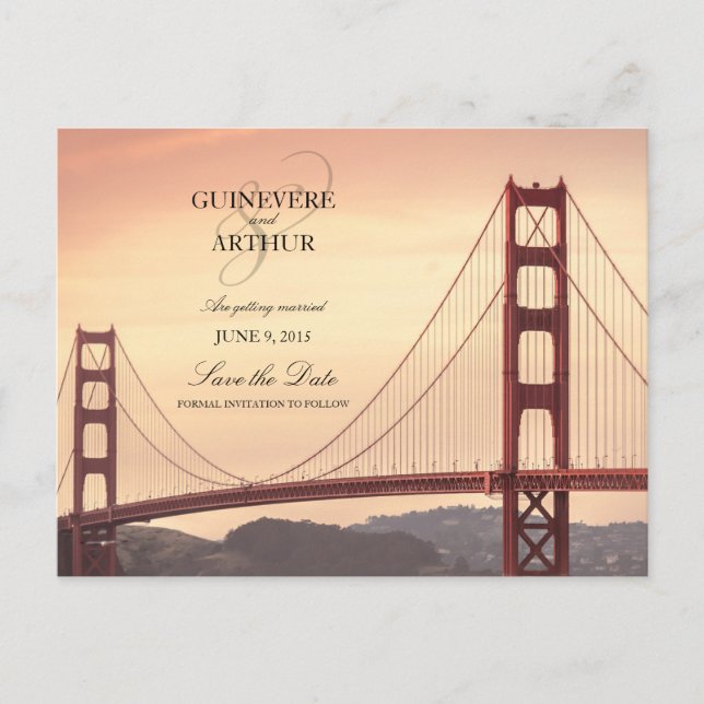 Carte Postale Faire-part Mariage à San Francisco Golden Gate - Save the Dat (Devant)