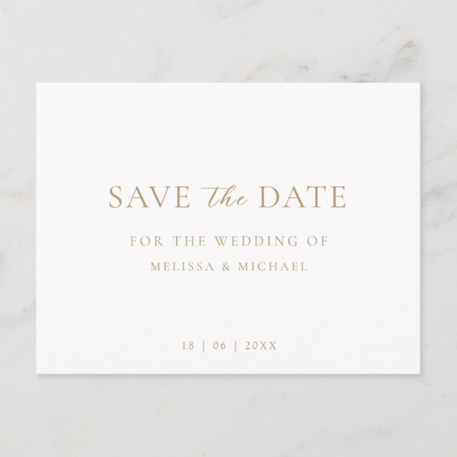 Carte Postale Faire-part Mariage à venir - Économie de la date sans photo (Devant)