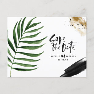 Carte Postale Faire-part mariage abstrait tropical moderne