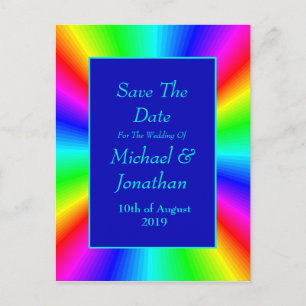 Carte Postale Faire-part Mariage Arc-En-Ciel Clair Coloré Enregistrer La Da