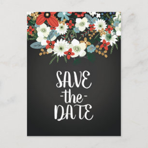Carte Postale Faire-part Mariage audacieux funky floral sombre et chic Sauv