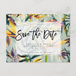 Carte Postale Faire-part mariage aux lumières florales tropicales enregistr