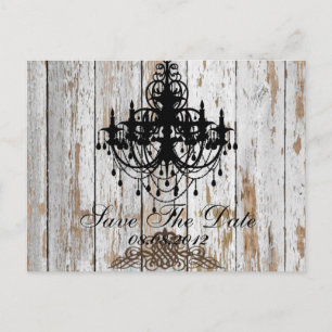 Carte Postale Faire-part mariage bohème chic rustique en bois de grange à l