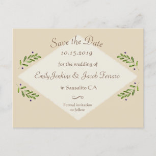 Carte Postale Faire-part Mariage botanique moderne simple Enregistrer la da