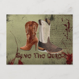 Carte Postale Faire-part mariage bottes de cowboy western
