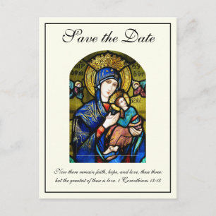 Carte Postale Faire-part Mariage Catholique Byzantin Enregistrer la Date