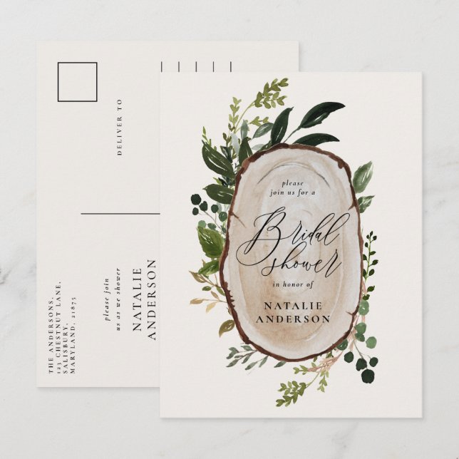 Carte Postale Faire-part Mariage champêtre dans une ferme rustique avec déc (Devant / Derrière)