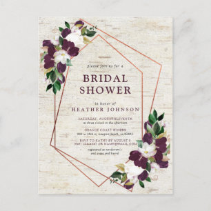 Carte Postale Faire-part Mariage champêtre en cuivre géométrique avec fleur