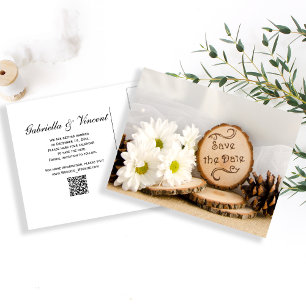 Carte Postale Faire-part Mariage Champêtre Fleur Blanche Marguerite "Save t